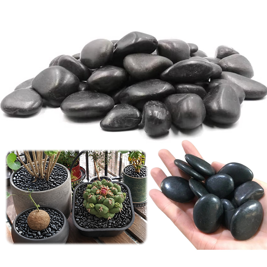 Art Craft Vase - Piedras de río pulidas negras de