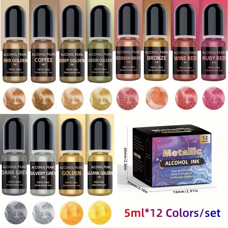 Alcohol Ink Set - Juego de 12 colores metálicos3DRendering (5