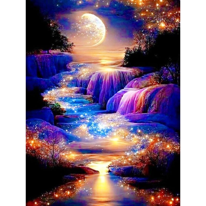Art Craft Night - SDOYUNO-pintura de diamantes DIY, paisaje, cascada,
