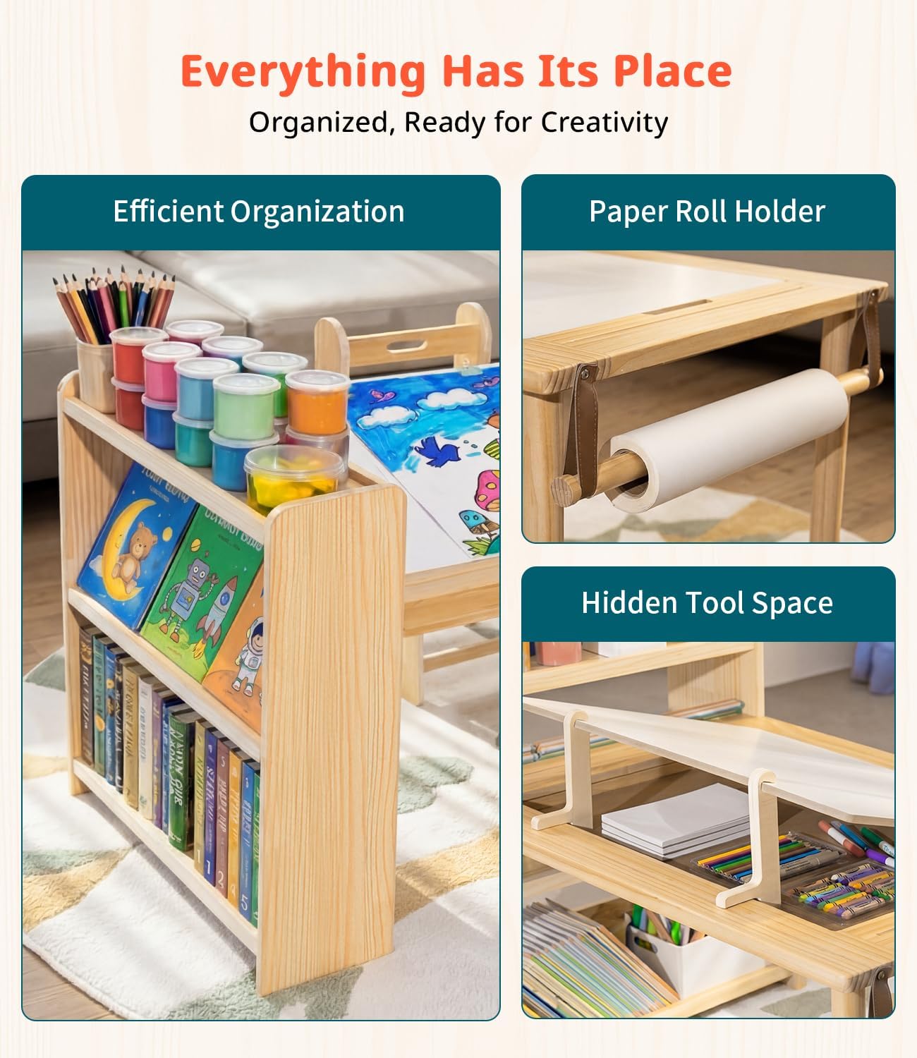 Mesa de Arte de Madera para Ni - Art Craft Toddlers reseña y precio