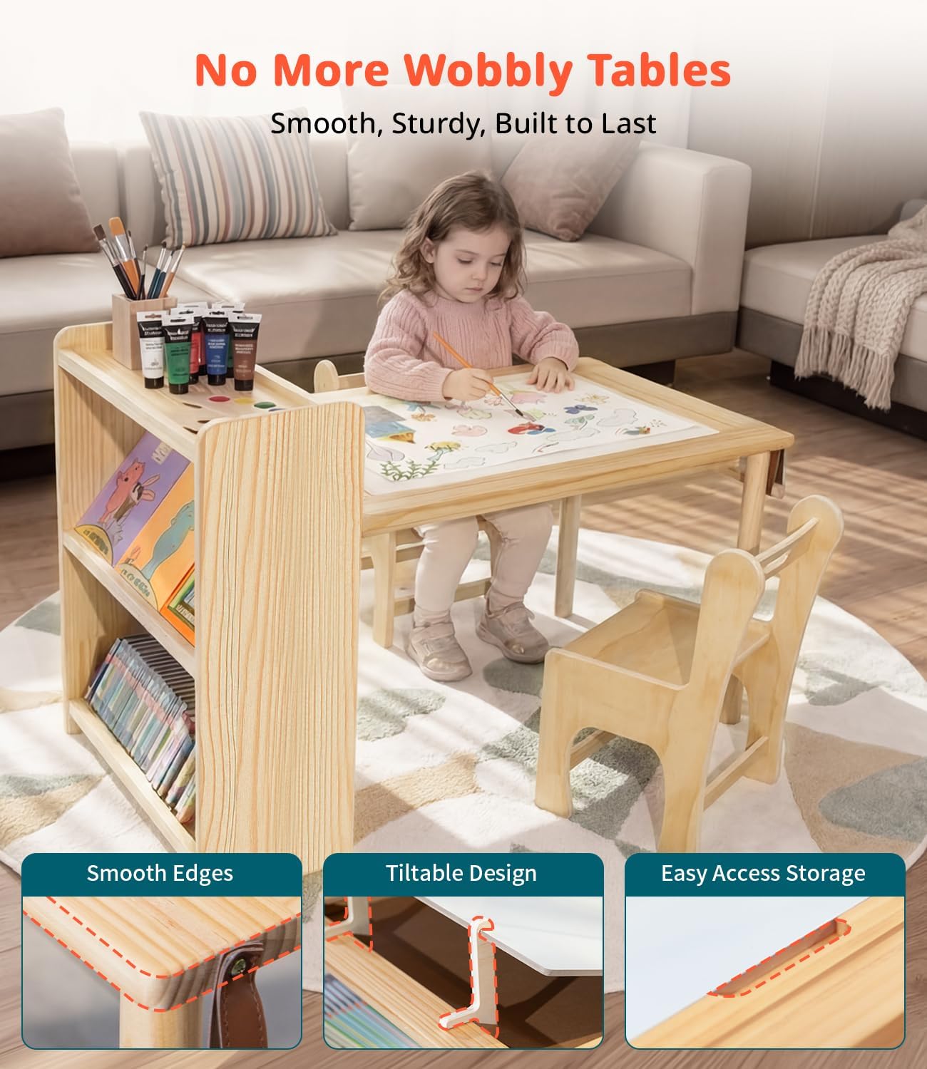Mesa de Arte de Madera para Ni - Art Craft Toddlers reseña y precio