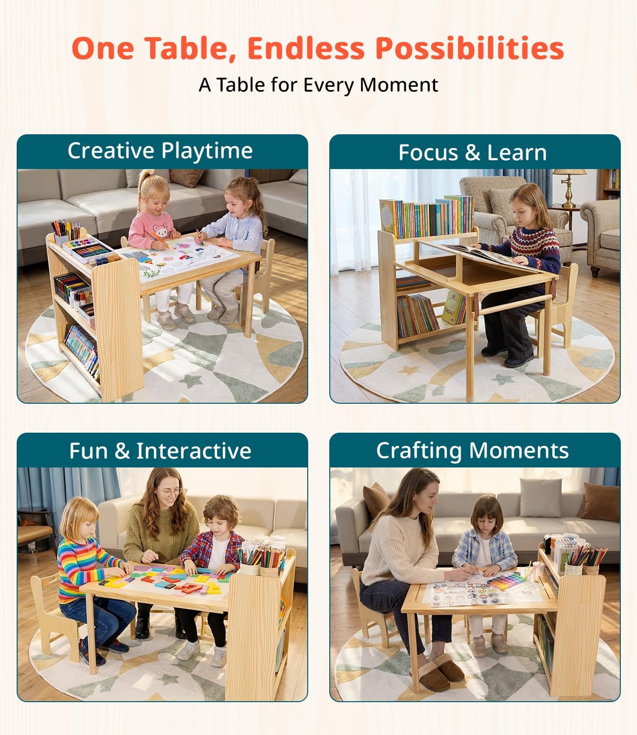 Mesa de Arte de Madera para Ni - Art Craft Toddlers reseña y precio