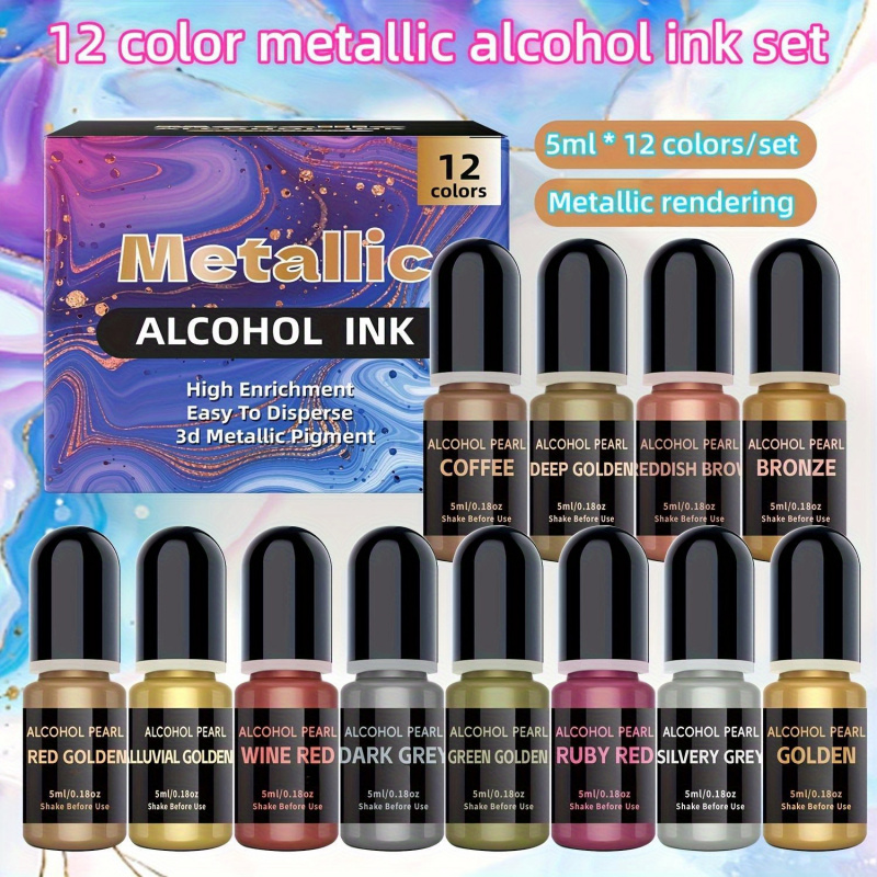 Juego de 12 colores metálicos3 - Alcohol Ink Set reseña y precio