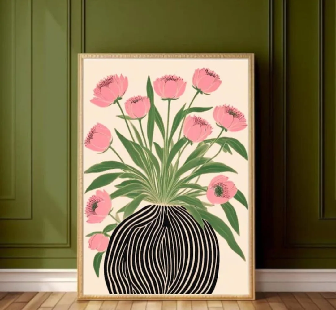Un cartel floral sin marco, ar - Art Craft Vase reseña y precio