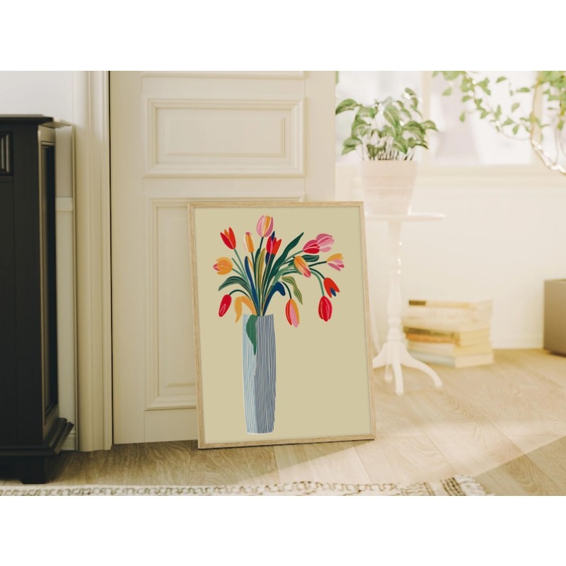 Arte de pared en lienzo con fl - Art Craft Vase reseña y precio